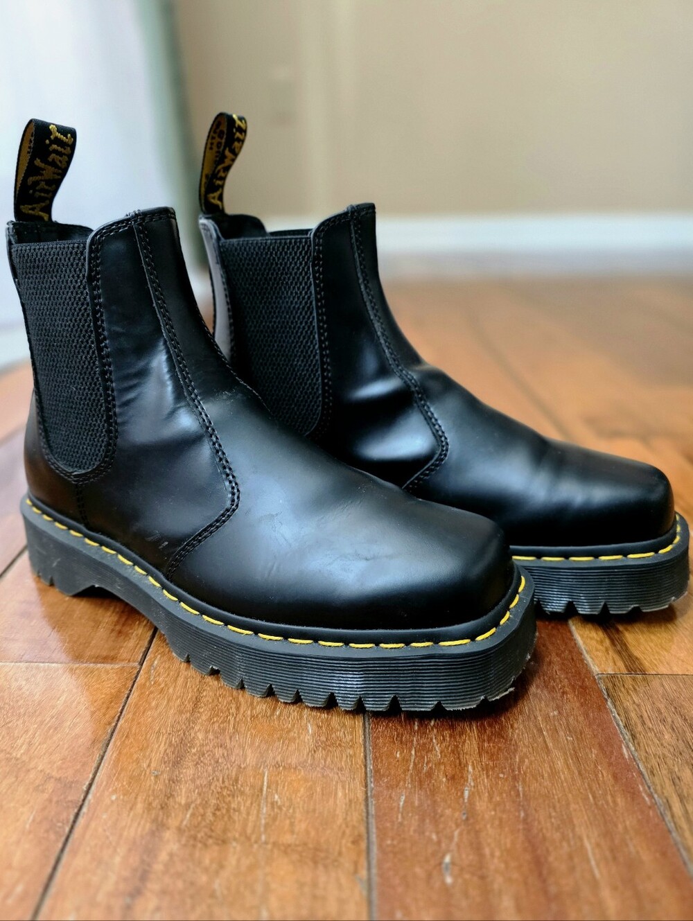Dr Martens 2976 Bex Squared Chelsea Boots Black Leather Platform Womens 9